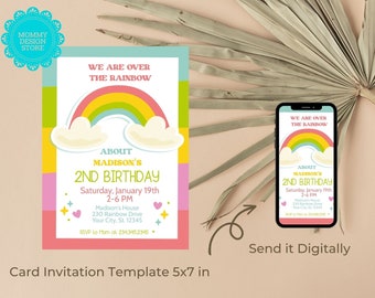 Rainbow Editable Printable Birthday Party Invitation Template - Etsy