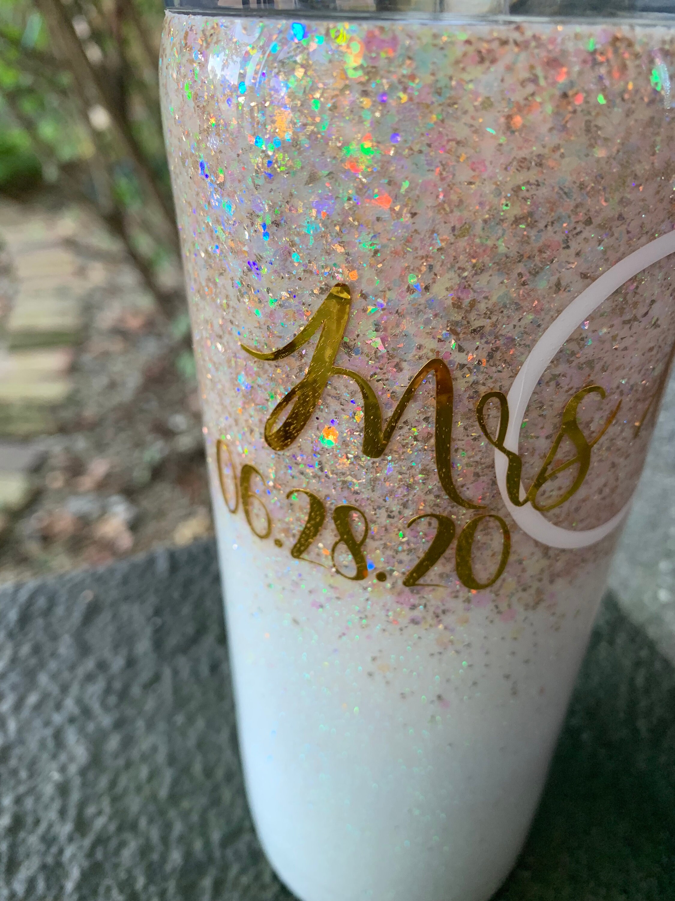 Snoopy and Woodstock Custom Glitter Insulated Tumbler