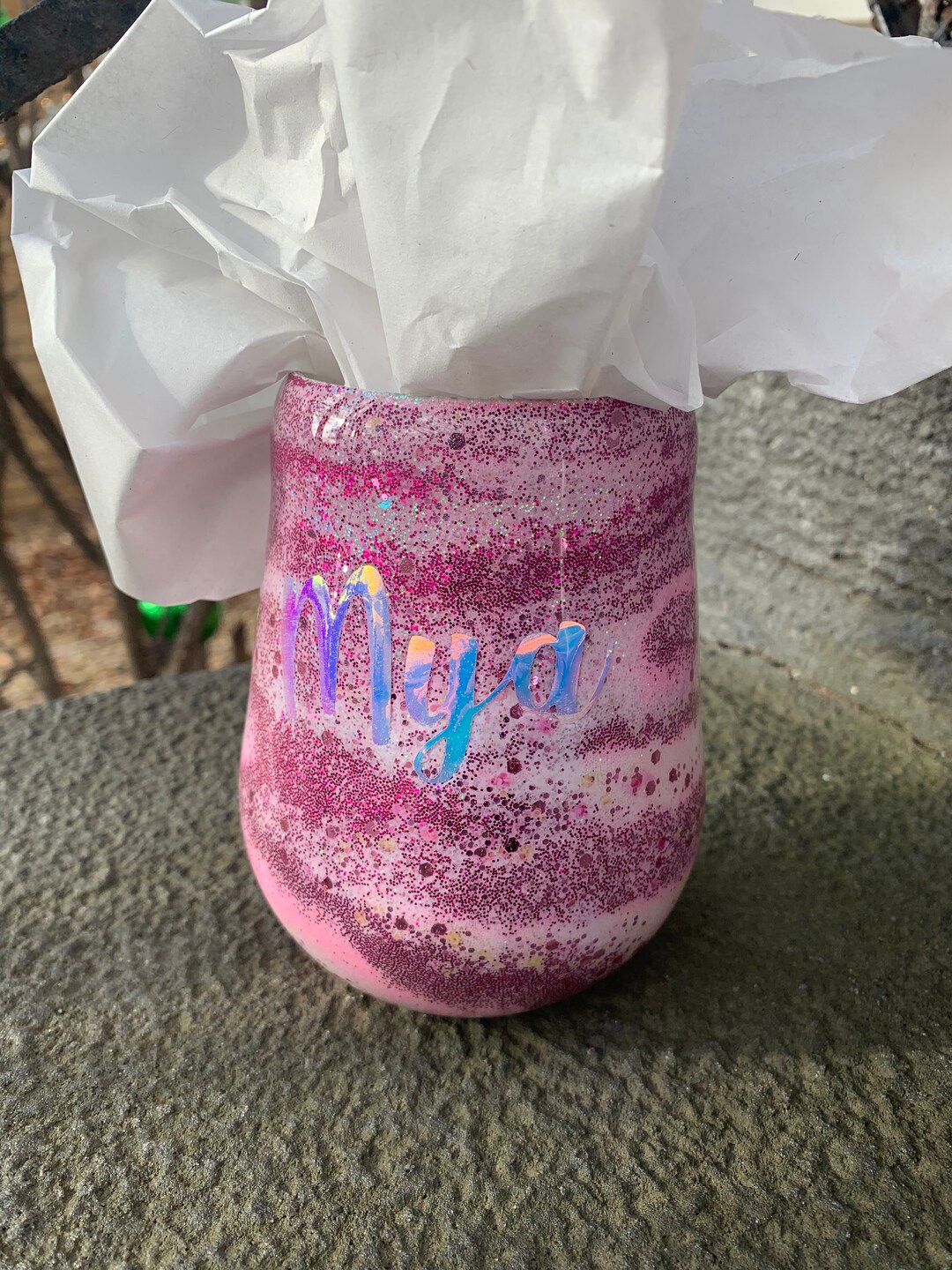 Strawberry Geode Glitter and Epoxy 14 Oz Wine Tumbler Etsy