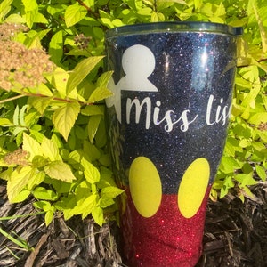 Mickey Mouse Inspired Custom Glitter Teacher Gift Double Insulated Tumbler