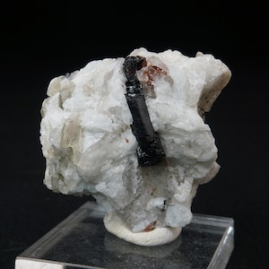 Schorl, Spessartine Garnet and Mica in Pegmatite / Miniature Mineral Specimen / From Little Three Mine, California