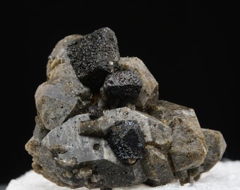 Brookite on Smoky Quartz / Thumbnail Mineral Specimen / Ex. Clyde Hardin / From Magnet Cove, Arkansas