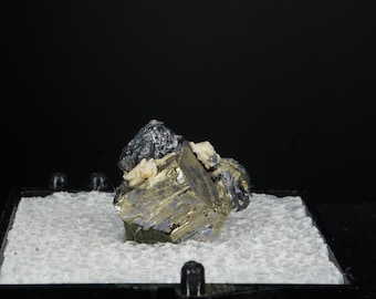 Rutile paramorph Brookite & Pyrite / Mo-Ti Mine, Arkansas 1983 / Rare Thumbnail Mineral Specimen