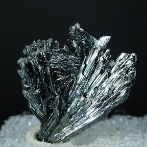 Stibnite / Herja Mine, Romania / Thumbnail Mineral Crystal Specimen Perky Box