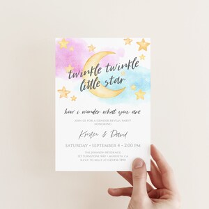 EDITABLE Twinkle Twinkle Little Star Gender Reveal Invitation, Gender Reveal Party Invite, Print Or Text, Editable PDF, Instant Download