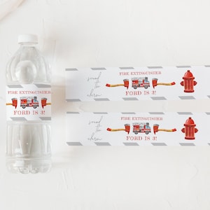 EDITABLE Firefighter Water Bottle Label, Custom Water Bottle Label, Firetruck Bottle Label, Instant Download