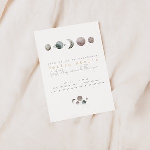EDITABLE First Trip Around The Sun Invitation, Space First Birthday Invite, Planets 1st Birthday, Outer Space Invite, Instant Download