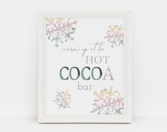 Snowflake Hot Cocoa Bar Sign, Winter Wonderland Hot Chocolate Bar, Baby It's Cold Outside Baby Shower, Editable PDF, Instant Download