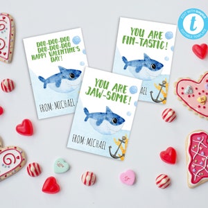 Baby Shark Valentines Day Cards, Valentines Day Cards Template, Shark Valentines For Kids, Editable Valentine, Instant Download