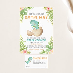 Little Dino Baby Shower Invitation, Dinosaur Baby Shower Invite, Boy Baby Shower, Digital Or Print Invite, Editable PDF, Instant Download