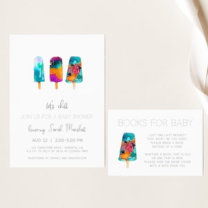 EDITABLE Popsicle Baby Shower Invitation, Lets Chill Invite, Boy Or Girl Baby Shower, Tie Dye Popsicles, Editable PDF, Instant Download