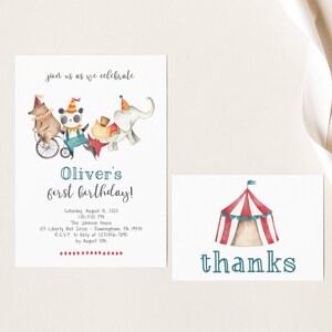 EDITABLE Carnival Invite, Circus First Birthday Invitation, Circus Party, 1st Birthday, Boy Or Girl Birthday, Instant Download