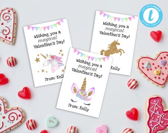 Unicorn Valentines Day Cards, Valentines Day Cards Template, Unicorn Valentines For Kids, Editable Valentine, Instant Download