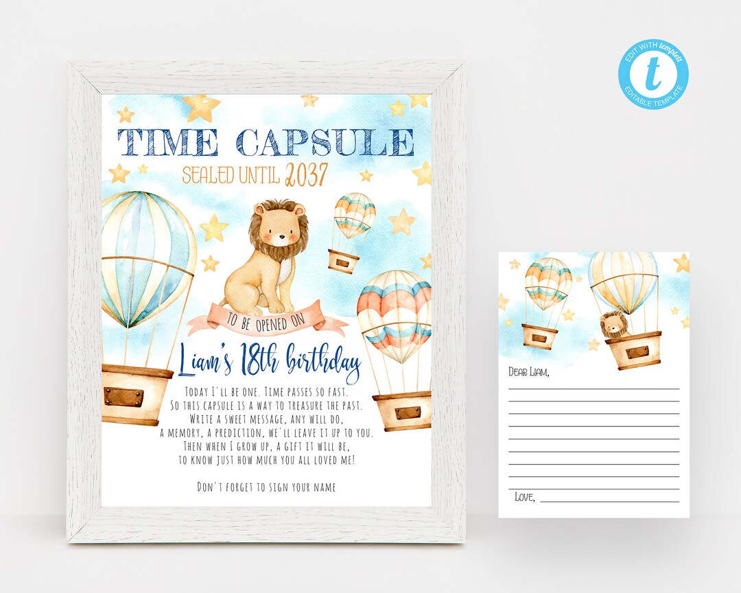 EDITABLE Lion Dreamland Time Capsule, Printable Time Capsule Sign, Lion ...