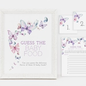 Guess The Baby Food Game, Butterflies Baby Shower Game, Guessing Baby Food Game, Printable Sign, Instant Download