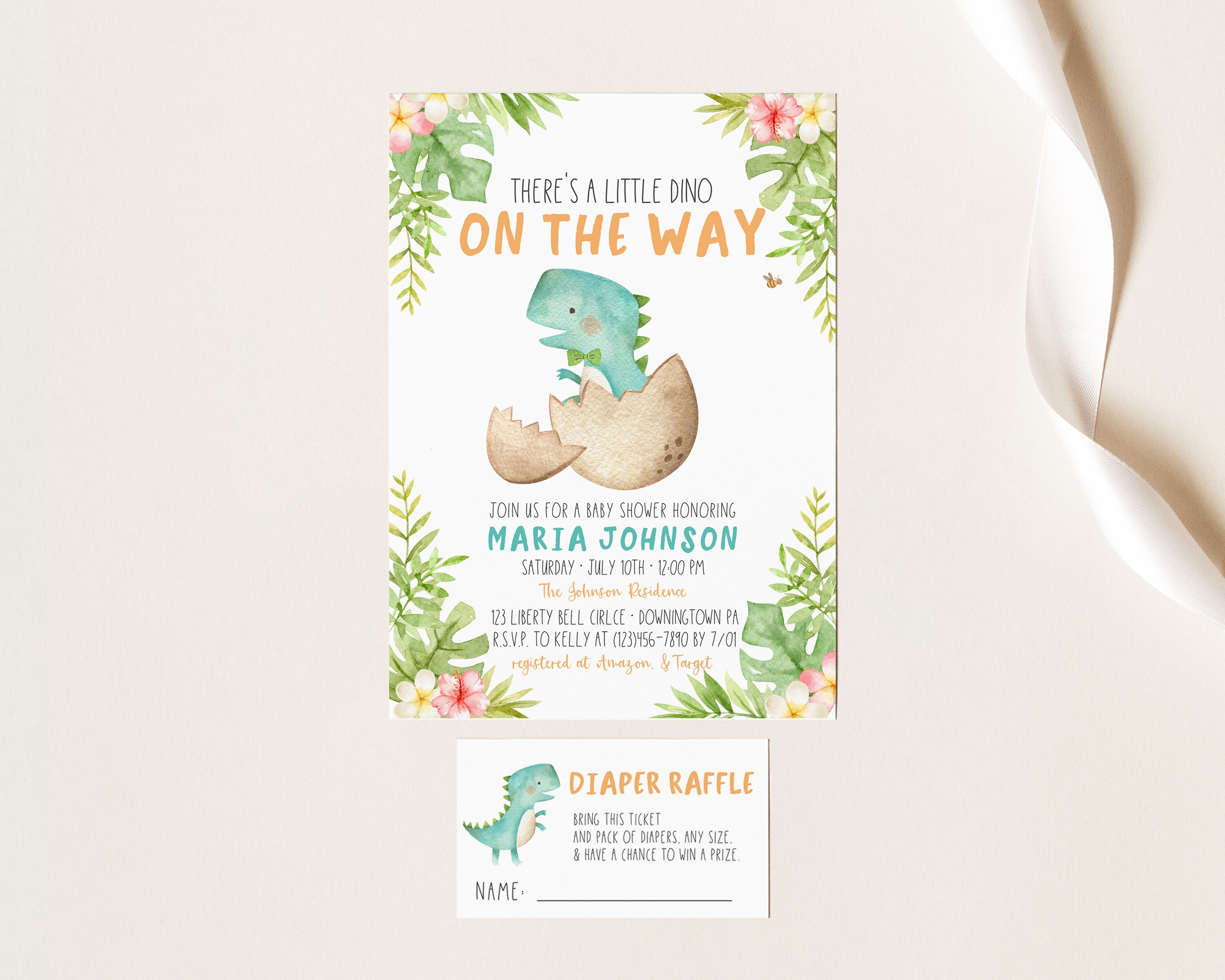 Little Dino Baby Shower Invitation Dinosaur Baby Shower | Etsy