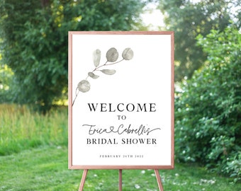 Eucalyptus Bridal Shower Welcome Sign, Custom Bridal Shower Sign, Simple And Elegant, Neutral Bridal Shower, Instant Download