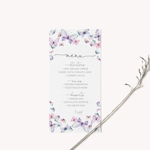 Butterfly Printable Menu, Baby Shower Menu, Butterfly Kisses and Baby ...