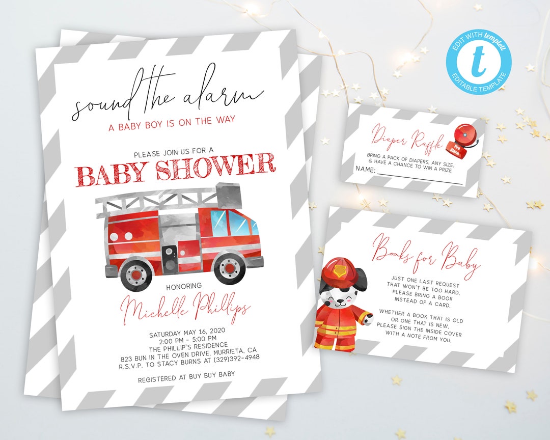 Party Invitations Firefighter Baby Shower Invitations Firetruck Baby Shower  Invitation, Firefighter Baby Shower Invite, image size:1080x864