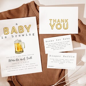 A Baby Is Brewing Baby Shower Invitation, Beer Baby Shower, Co-Ed Baby Shower, Gender Neutral, Editable PDF, Instant Download
