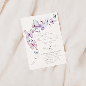 Butterfly Wedding Invitation, Purple Wedding Invite, Spring Summer Wedding, You Give Me Butterflies, Editable PDF, Instant Download image 4