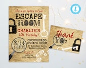 Escape Room Birthday Invite, Escape Room Party Invitation, Mystery Birthday, Escape Room Game, Any Birthday, Editable PDF, Instant Download