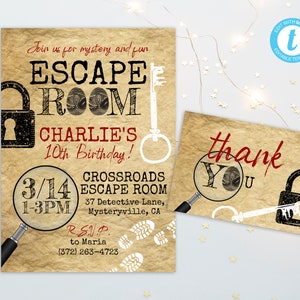 Escape Room Birthday Invite, Escape Room Party Invitation, Mystery Birthday, Escape Room Game, Any Birthday, Editable PDF, Instant Download