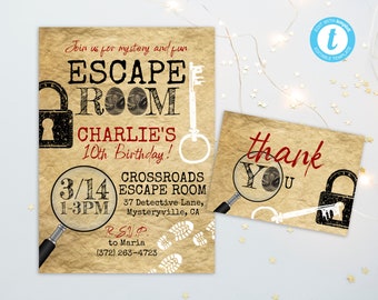 Escape Room Birthday Invite, Escape Room Party Invitation, Mystery Birthday, Escape Room Game, Any Birthday, Editable PDF, Instant Download