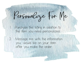 Personalize For Template, Edit My Order, Personalize For Me