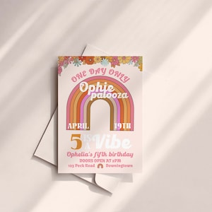 EDITABLE Music Festival Birthday Invitation, Retro Birthday Invite, 70s Hippie Birthday, Groovy Girl Birthday, Instant Download