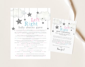 Left Right Baby Shower Game, Pass The Prize, Twinkle Twinkle Little Star Baby Shower, Instant Download