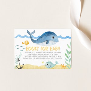 Under The Sea Books For Baby, Printable Whale Books Instead Of Cards, Ocean Baby Shower, Editable PDF, Instant Download