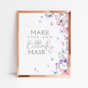 Make Your Own Butterfly Mask Sign, Butterfly Kisses Birthday Wishes Decorations, Girl&#39;s Party Activity, Dressing Up, Decor, Instant Download