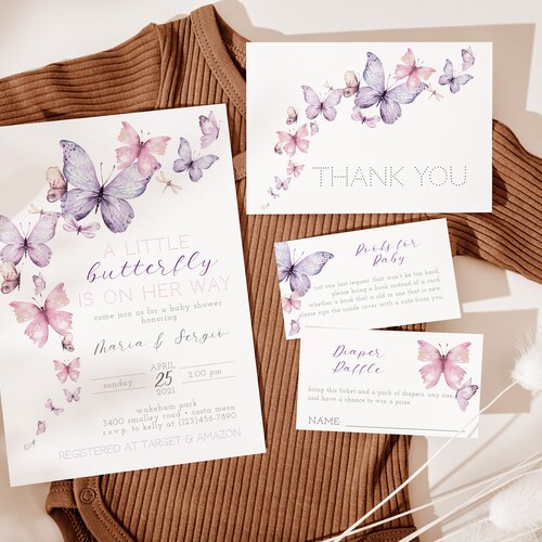 Butterfly Baby Shower Invitation Instant Download Spring Etsy