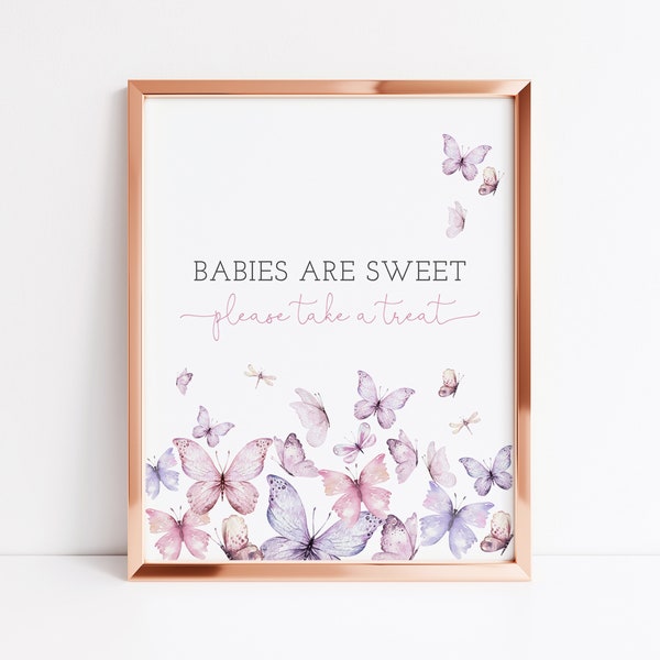 EDITABLE Babies Are Sweet Please Take a Treat Sign, Butterflies Shower Decor, Dessert Table Decorations, Butterfly Kisses, Instant Download