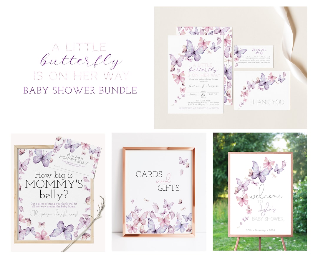Butterfly Baby Shower Invitation Bundle, Butterfly Kisses Invite, Books ...