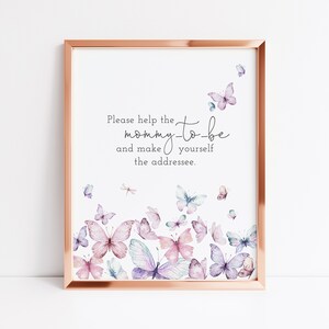 Vlinder geadresseerde teken, teken het enveloptafelteken, vlinders babyshower, vlinder verjaardagsfeestje, cadeautafel, Instant Download