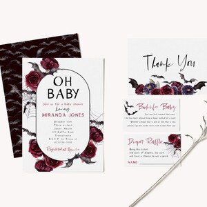 Oh Baby Halloween Baby Shower Invitation, Shower de bébé automne, Vampire Bat Baby Sprinkle, Scarlett Invite, PDF modifiable, Téléchargement immédiat