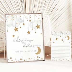 Gold Sterne Ratschläge für neue Eltern, Twinkle Little Star Baby Shower, Worte der Weisheit, Ratschläge und Wünsche für werdende Mama, Sofortiger Download