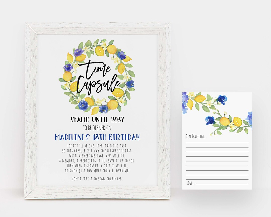 EDITABLE Lemon Time Capsule, Printable Time Capsule Sign, Lemons and ...