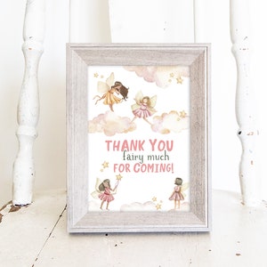 EDITABLE Thank You Fairy Much Birthday Invitation, Whimsical Fairy First Birthday, Fairy Princess, Editable PDF, Instant Download