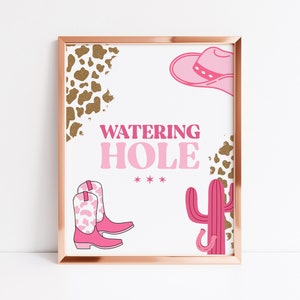 Letrero de abrevadero, mesa de bebidas de rodeo, póster de bebidas de vaquera occidental, primer póster imprimible de Yee Haw, PDF editable, descarga instantánea