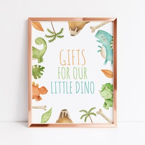EDITABLE Dinosaur Gift Table Sign, Custom Birthday Board, Boy First Birthday, Little Dino Party, T Rex, Welcome Poster, Instant Download