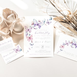 Un petit papillon est sur son chemin Baby Shower Invitation, Shower de bébé fille, papillon bébé saupoudrer, PDF modifiable, téléchargement immédiat