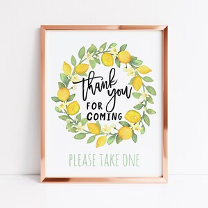 Lemon Wreath Favor Sign, Custom 8x10 Birthday Sign, Lemons Favor Sign, Citrus Sign, Instant Download