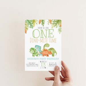 EDITABLE Dinosaur Birthday Invite, Dino-Mite First Birthday Invitation, T-Rex Birthday, 1st Birthday, Boy Birthday, Instant Download