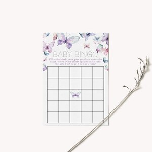 Butterfly Bingo Baby Shower Game, Baby Bingo, Printable Party Activity ...