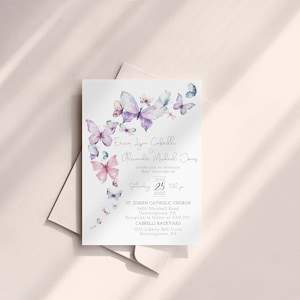 Butterfly Wedding Invitation, Purple Wedding Invite, Spring Summer Wedding, You Give Me Butterflies, Editable PDF, Instant Download image 3