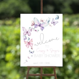 Butterfly Welcome Sign, Custom Baby Shower Sign, Butterflies Baby Shower, Spring Baby Shower, Summer Baby Shower, Instant Download