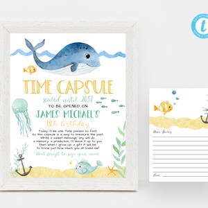 BEWERKBARE Under The Sea Time Capsule, afdrukbaar Time Capsule Sign, eerste verjaardag, Ocean Board, Whale Time Capsule, Instant Download